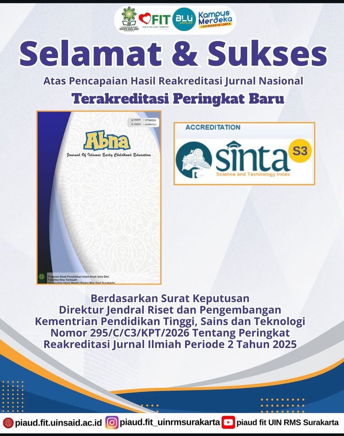 Jurnal ABNA PIAUD Raih Peningkatan Akreditasi Nasional, Naik ke Peringkat SINTA 3